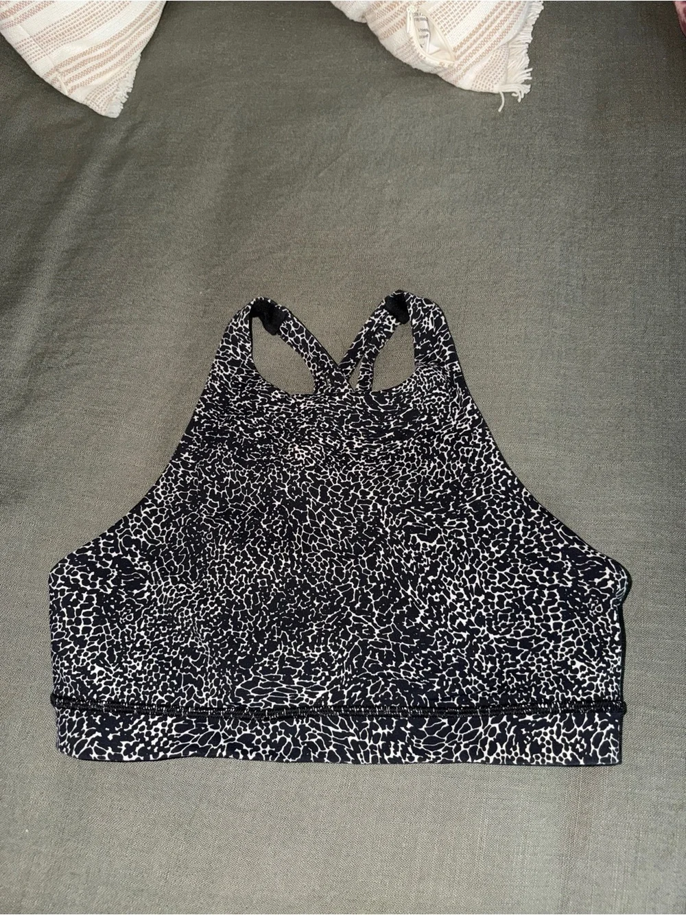lululemon athletica Black & White High-Neck Printed Sports Bra